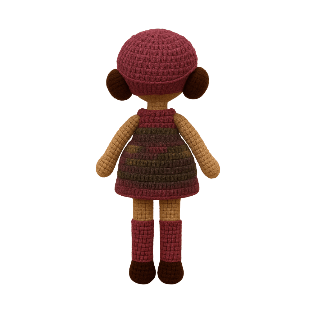 Handmade crochet autumn the forest doll back view | Unique Treasures