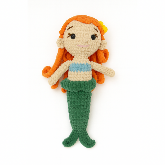 Handmade crochet marina the mermaid front view | Unique Treasures