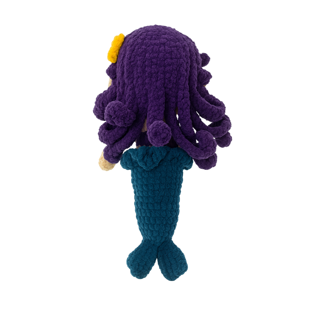 Handmade crochet marina the mermaid back view | Unique Treasures