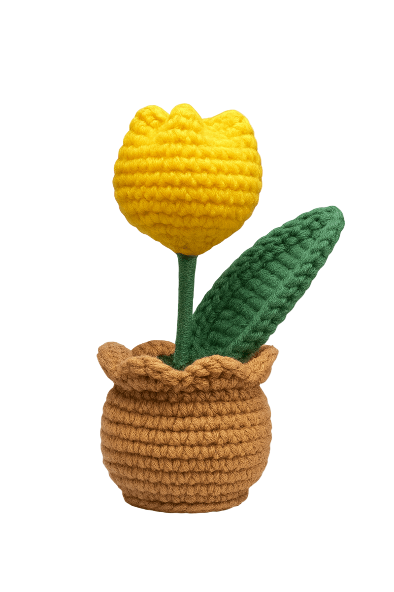 Handmade crochet flower in pot in context | Unique Treasures