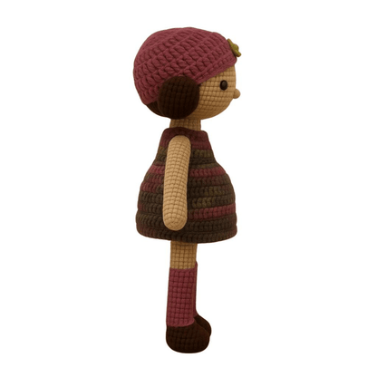 Handmade crochet autumn the forest doll side angle | Unique Treasures