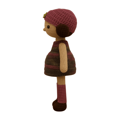 Handmade crochet autumn the forest doll detail closeup | Unique Treasures