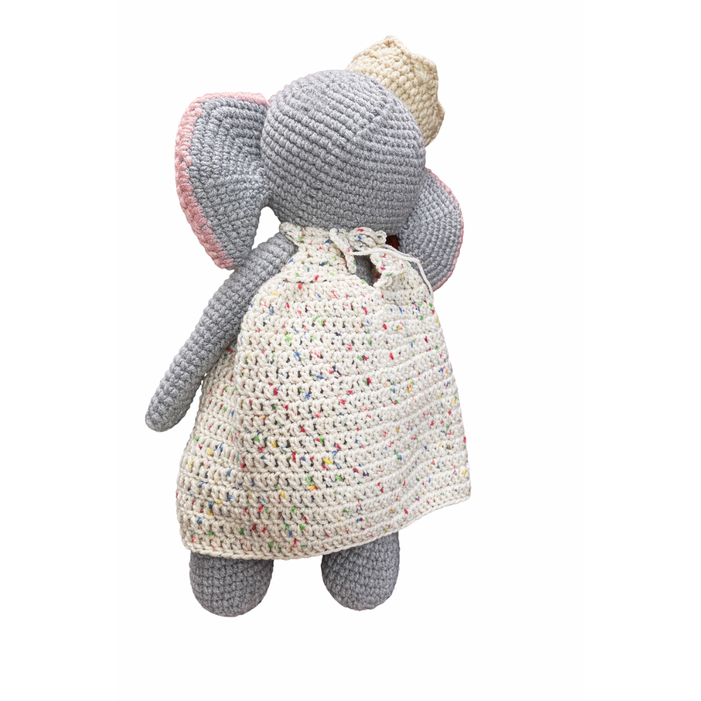 Handmade crochet elephant detail closeup | Unique Treasures
