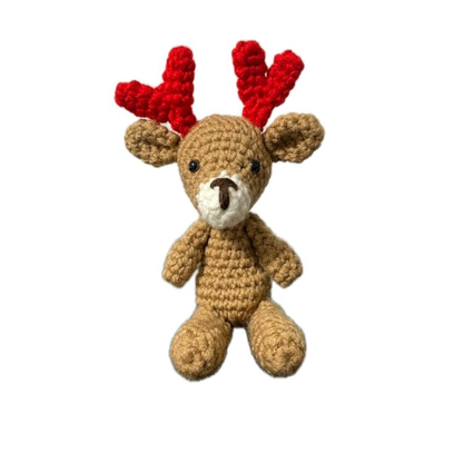 Handmade crochet reindeer front view | Unique Treasures