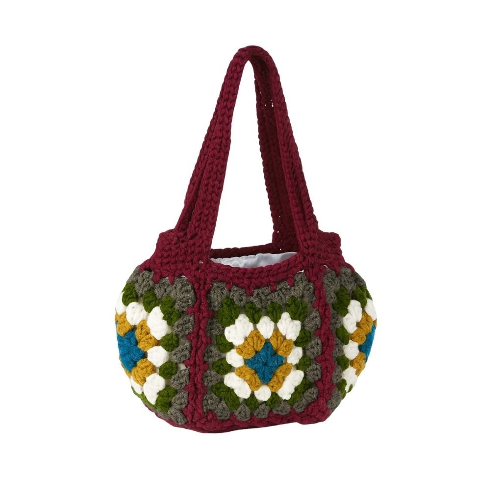 Handmade crochet geometric stitch handbag view 14 | Unique Treasures
