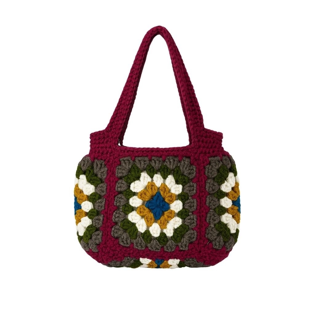 Handmade crochet geometric stitch handbag view 15 | Unique Treasures