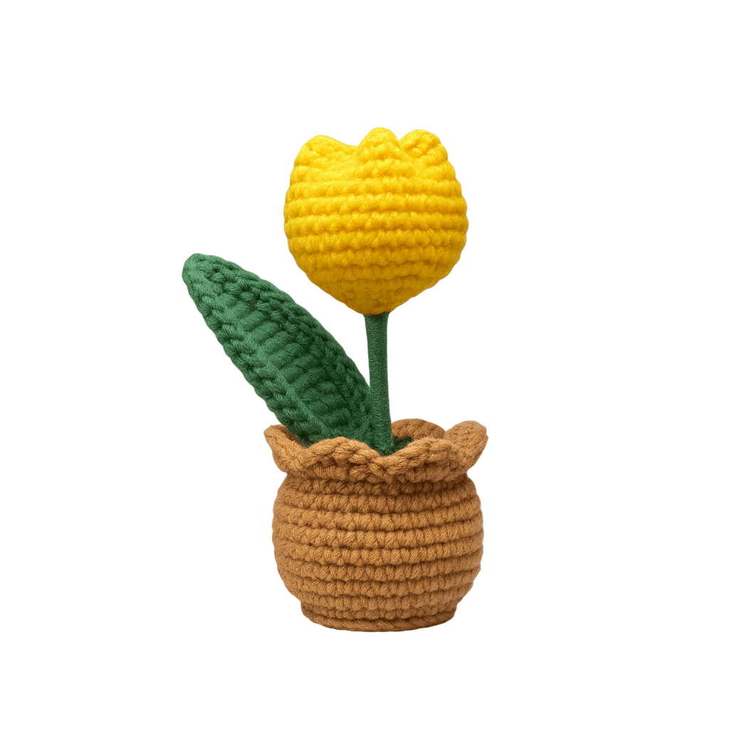 Handmade crochet flower in pot packaging | Unique Treasures