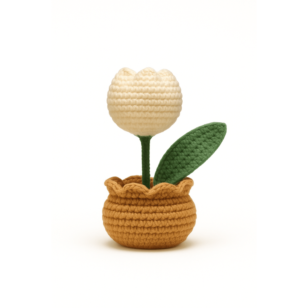 Handmade crochet flower in pot styled display | Unique Treasures
