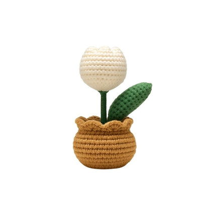 Handmade crochet flower in pot detail closeup | Unique Treasures