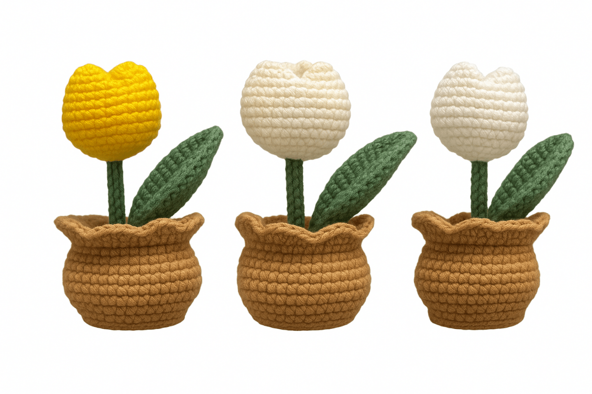 Handmade crochet flower in pot view 9 | Unique Treasures
