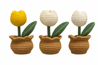 Handmade crochet flower in pot view 9 | Unique Treasures