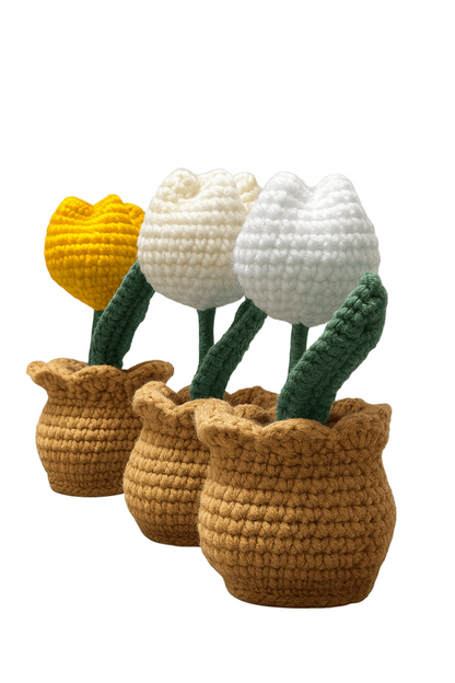 Handmade crochet flower in pot view 10 | Unique Treasures
