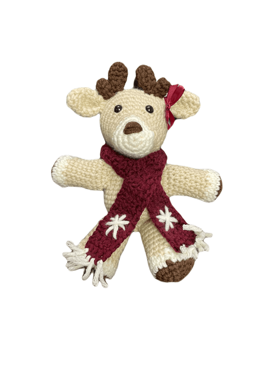 Handmade crochet reindeer top view | Unique Treasures