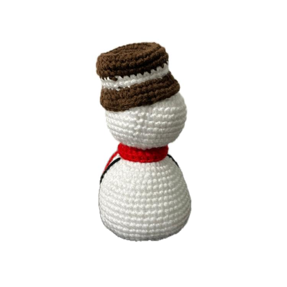 Handmade crochet snowman side angle | Unique Treasures