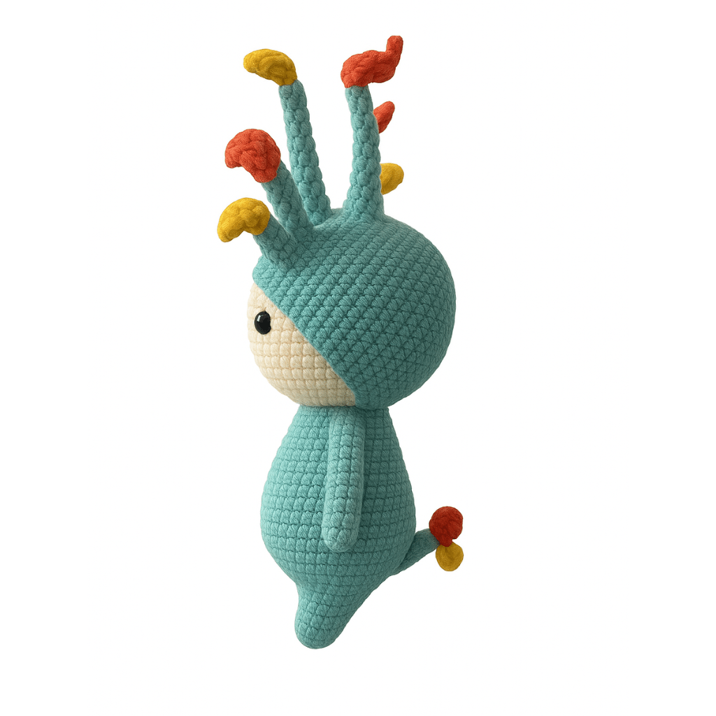 Handmade crochet tree crown doll detail closeup | Unique Treasures