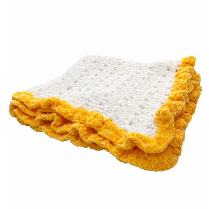 Handmade crochet lion blanket back view | Unique Treasures