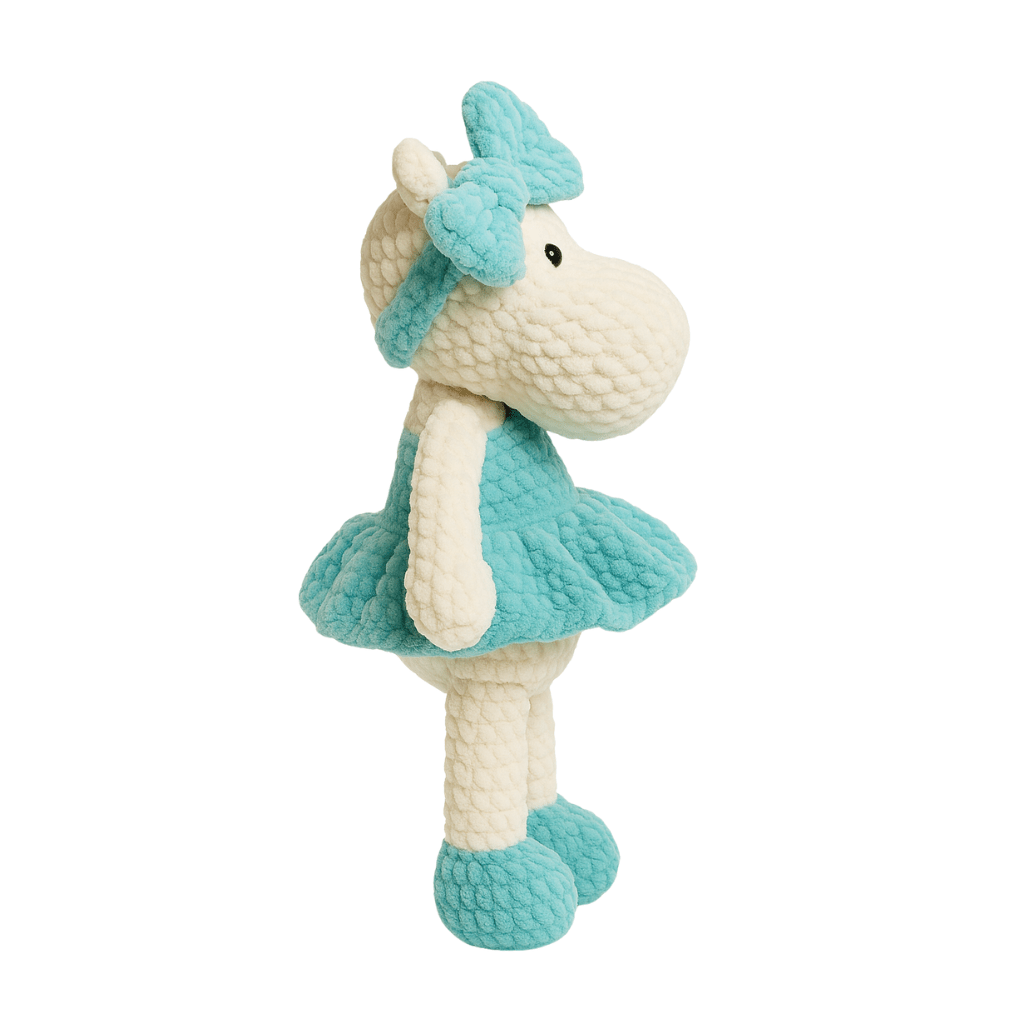 Handmade crochet lulu the hippo side angle | Unique Treasures
