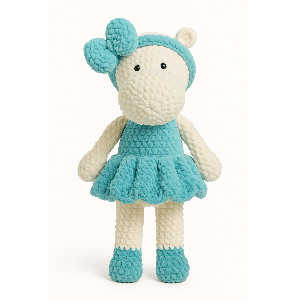 Handmade crochet lulu the hippo front view | Unique Treasures