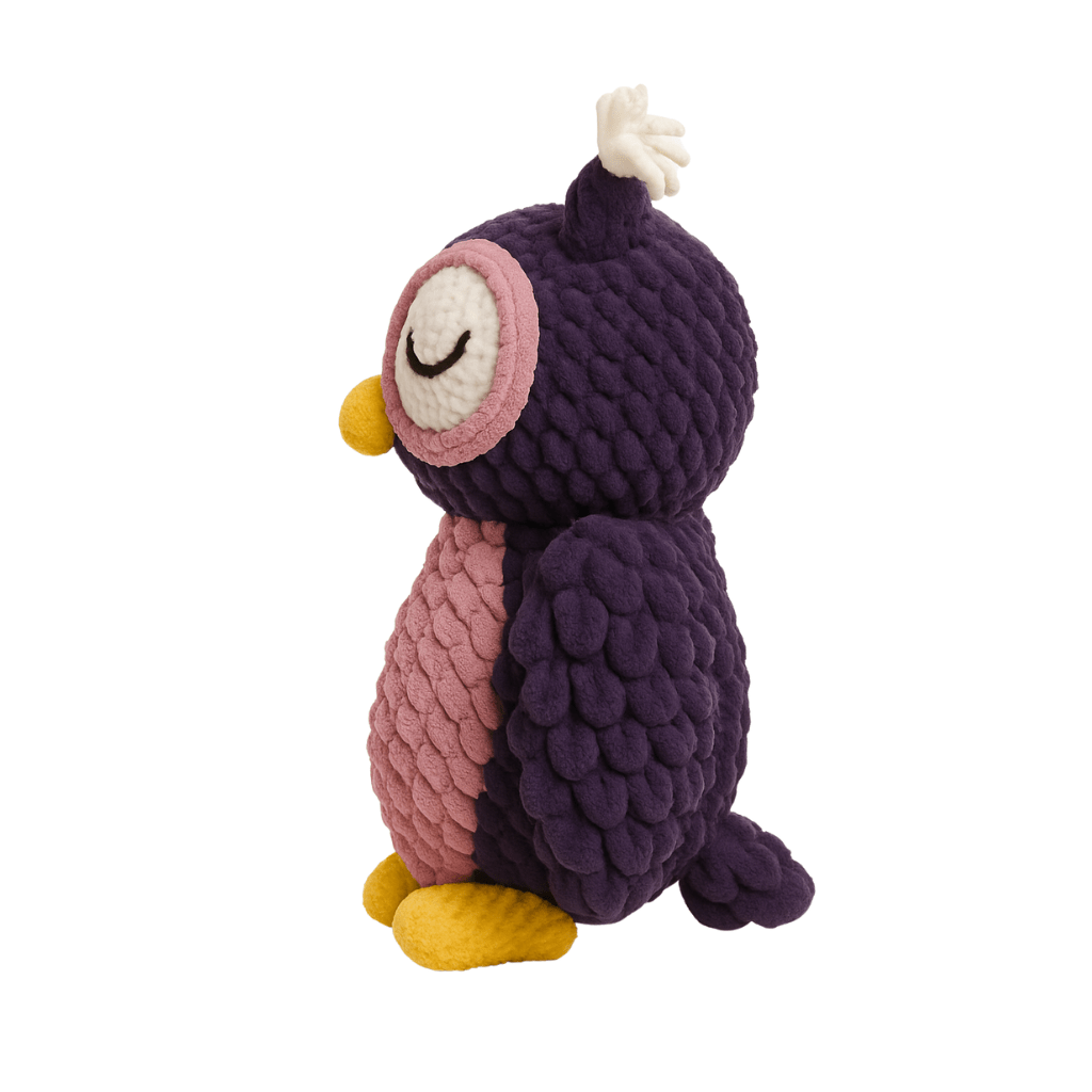 Handmade crochet ollie the dreamy owl side angle | Unique Treasures