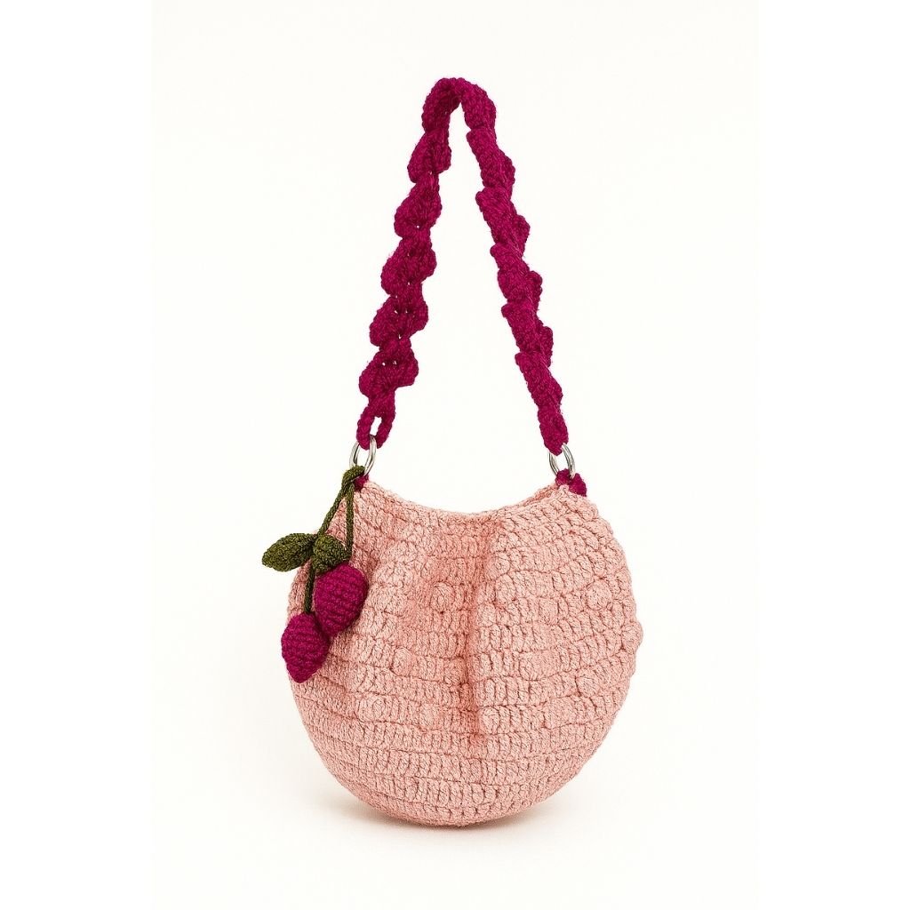 Handmade crochet pebble stitch bag front view | Unique Treasures