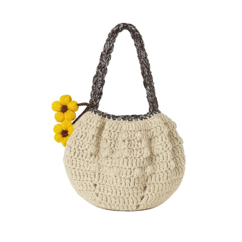 Handmade crochet pebble stitch bag back view | Unique Treasures
