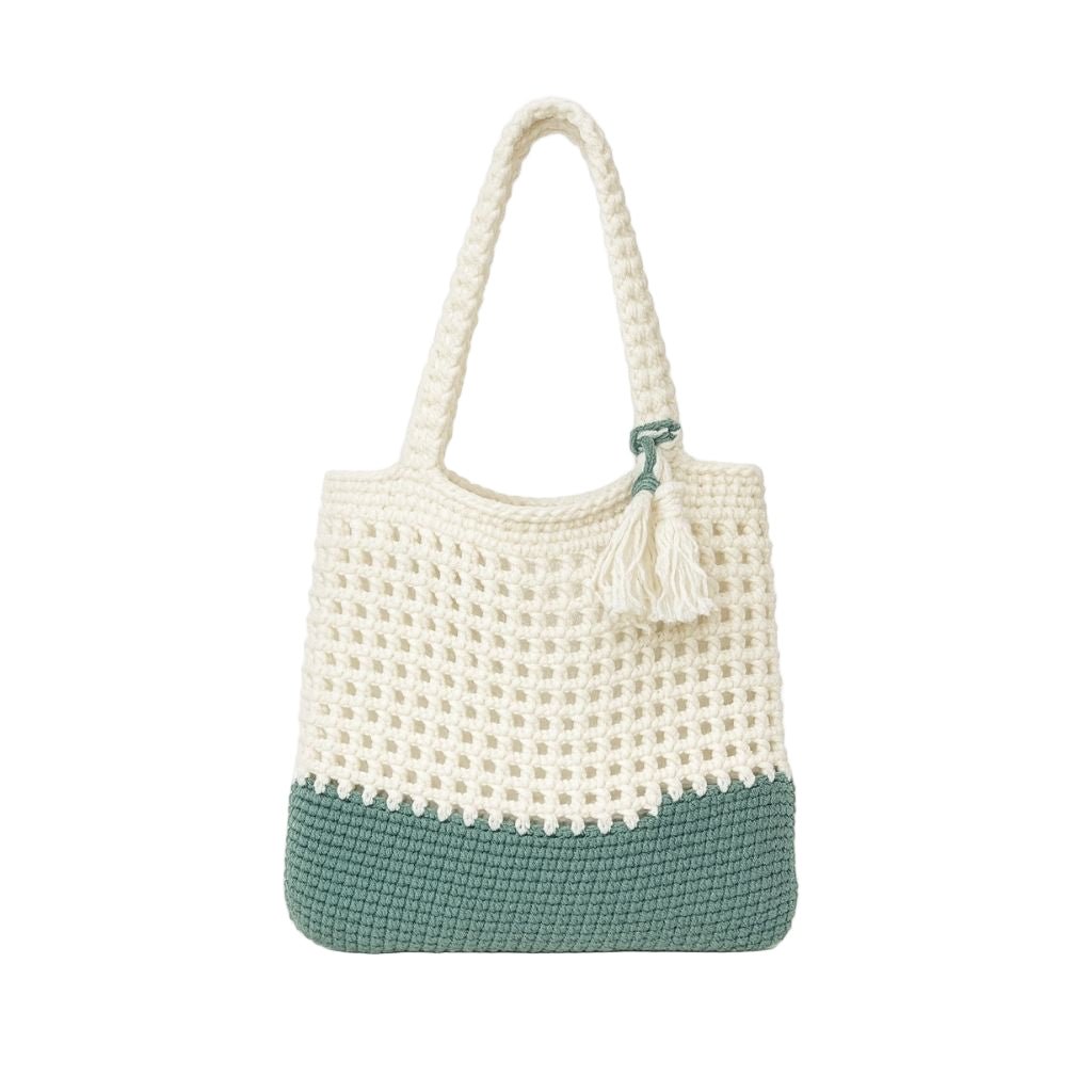 Handmade crochet seafoam breeze bag front view | Unique Treasures