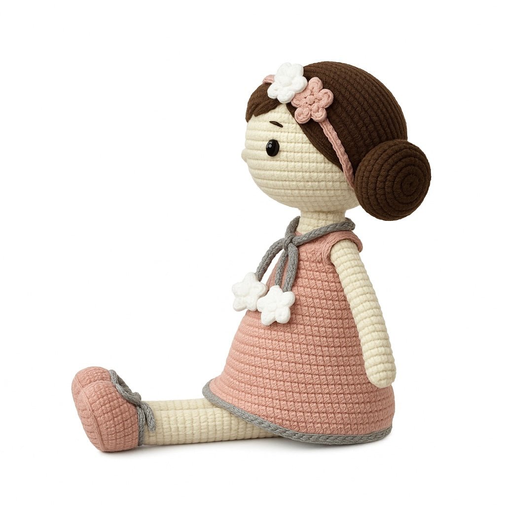Handmade crochet the belle crochet dolls side angle | Unique Treasures