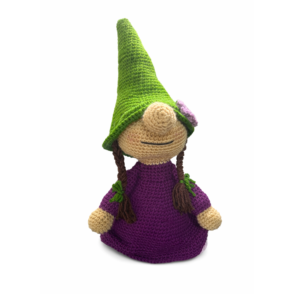 Handmade crochet Willow the Forest Witch front view | Unique Treasures